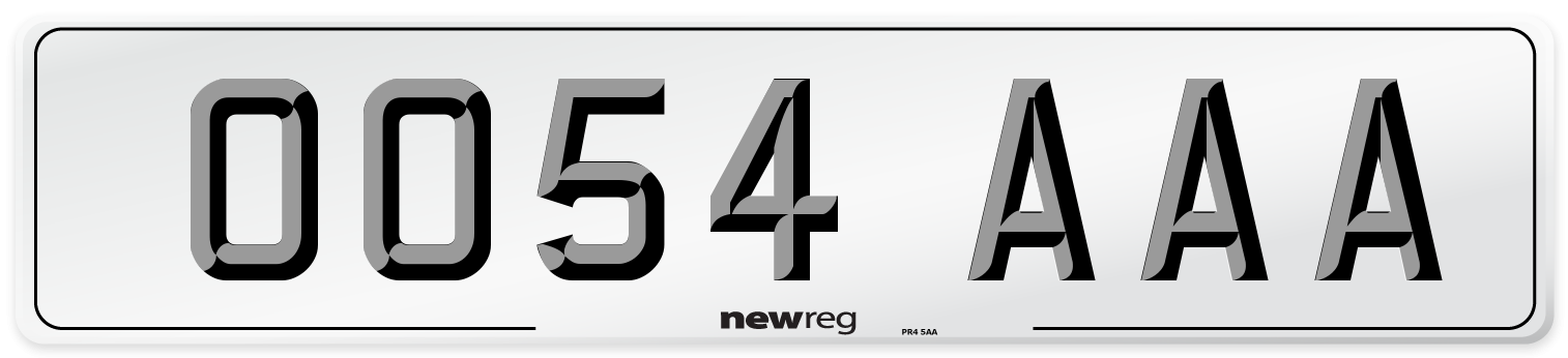 OO54 AAA Number Plate from New Reg